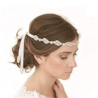 High-end Luxury Diamond Pearl Bride's Hairband, Forehead Jewelry, Bride Accessories