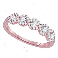 TheDiamondDeal 14kt Rose Gold Womens Round Diamond Band Ring 1/2 Cttw