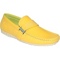 CORONADO Men Casual Shoe MOC-6 Driving Moccasin with Moc-Stitched Toe and Buckle Detail Lemon
