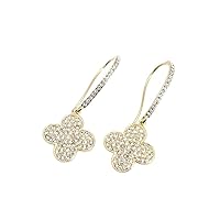 14K Gold Plated Pave Clover Hook Earring