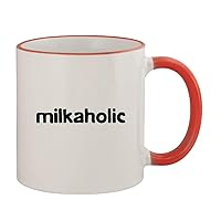 Milkaholic - 11oz Ceramic Colored Rim & Handle Coffee Mug, Red