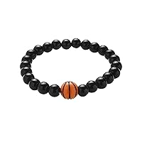 Beaded Stretch Bracelet Basketball Soccer Football Softball Tennis Sports Bracelet Long Earrings for Women