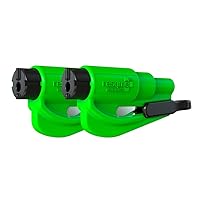 The Original Emergency Keychain Car Escape Tool, 2-in-1 Seatbelt Cutter and Window Breaker, Made in USA, Lime Green Pack of 2- Compact Emergency Hammer