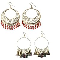 Indian Traditional with Bollywood Style Touch Combo Designer Red Dangle Fashion Beads Earrings for Girls - COMBO By Indian Collectible