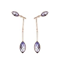 Fashion Jewelry Purple Crystals Drop Earrings for Women Rose Gold Color Dangle Earring Brincos T-shaped Earring
