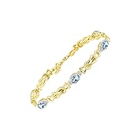 Rylos Bracelets for Women Yellow Gold Plated Silver Love Knot Tennis Bracelet Gemstone & Genuine Diamonds Adjustable to Fit 7