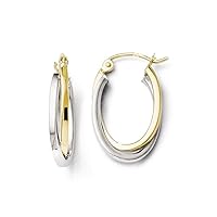 10k Two-tone Polished Hinged Hoop Earrings 10 kt Two Tone Gold