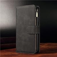 Flip Leather Case for iPhone 14 13 12 Mini 11 Pro XS Max XR X 8 7 SE 2020 2022 6 6s Plus Zipper Wallet Stand Phone Cover,Black,for iPhone SE3 2022