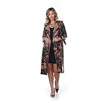 Aris A. Women’s PU Leather Tropical Flower Print Slim Fit Long Trench Coat