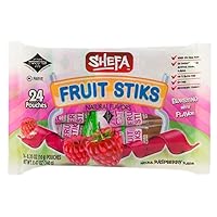 Shefa Raspberry Fruit Sticks, (24 Count) | Real Fruit Snacks | Individually Wrapped | Free of Artificial Colors, Dyes or Flavors, Corn Syrup, Gluten, Nuts & Preservatives | Certified Kosher