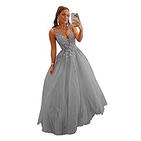Tulle Lace Appliques Prom Dresses Ball Gowns Long Formal Evening Party Gowns