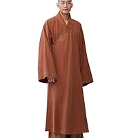 Men Meditation Monk Robe Brown Buddhist Gown Casual