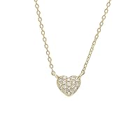 14k Yellow Gold Heart Single Cut Pave Set 0.06 dwt Diamond Necklace