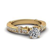 Choose Your Gemstone Antique Petite Diamond CZ Ring yellow gold plated Round Shape Petite Engagement Rings Everyday Jewelry Wedding Jewelry Handmade Gifts for Wife US Size 4 to 12