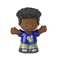 Fisher-Price Replacement Part Little People School Playset - HBW74 ~ Replacement African-American Boy Figure ~ Wearing Purple Space Dinosaur Shirt ~ Works Great with Other playsets Too!