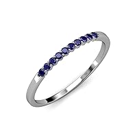 Round Blue Sapphire 1/4 ctw 10 Stone Women Wedding Band Stackable 14K Gold