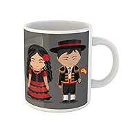 Coffee Mug Spanish in National Dress Flag Man and Woman Traditional 11 Oz Ceramic Tea Cup Mugs Best Gift Or Souvenir For Family Friends Coworkers