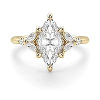 10K Solid Yellow Gold Handmade Engagement Ring 1.00 CT Marquise Cut Moissanite Diamond Solitaire Wedding/Bridal Rings for Her/Woman Gorgeous Ring