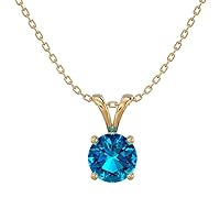 2 Carat CZ Gemstone Round Solitaire Pendant Necklace for Women in 10k Gold 4-Prong Setting Birthstone Jewelry for Her by VVS Gems