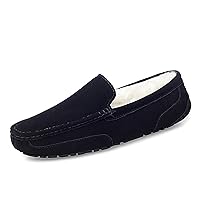 Men's Slip-on Loafers Comfortable Breathable Driving Shoes，Men's Winter Fleece Warm Loafers