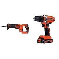 BLACK+DECKER BDCR20B 20V Max Lithium Bare Reciprocating Saw with BLACK+DECKER LDX220C 20V MAX 2-Speed Cordless Drill Driver (Includes Battery and Charger)