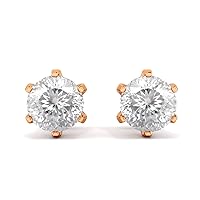 2.00 CT Round Portuguese Cut 161 Facets Moissanite Solitaire Stud Earrings 925 Sterling Silver (E-F Color, VS Clarity)