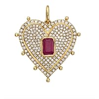 Designer Heart Diamond Ruby 925 Sterling Silver Charm Pendant,Handmade Pendant Jewelry,Gift