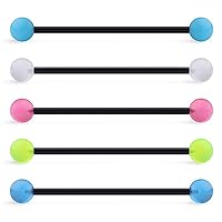 5pcs Industrial Barbell Earring Stainless steel 14G Bioflex Cartilage Earring Body Piercing Colorful Acrylic Balls Jewelry Practical and clever