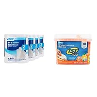 RV Bathroom Toilet Tissue (16 rolls) + Camco TST MAX Camper/RV Toilet Treatment Drop-INs (30-Pack)