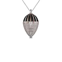 talia Rhodium Plated Rose Gold Silver Vermeil Black Inlay and White Diamond Cut CZ Opus Pendant Necklace 2 Charm Set on 20 to 32 Inch Chain