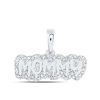 Round Cut White Diamond 925 Sterling Silver 14K White Gold Over Diamond Mommy Pendant Necklace