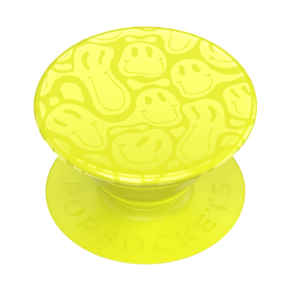 ​​​​PopSockets Phone Grip with Expanding Kickstand - Neon Jolt Yellow Smiley Melt