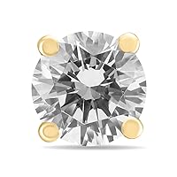 AGS Certified 1 Carat Round Single Stud Diamond Earring in 14K Yellow Gold