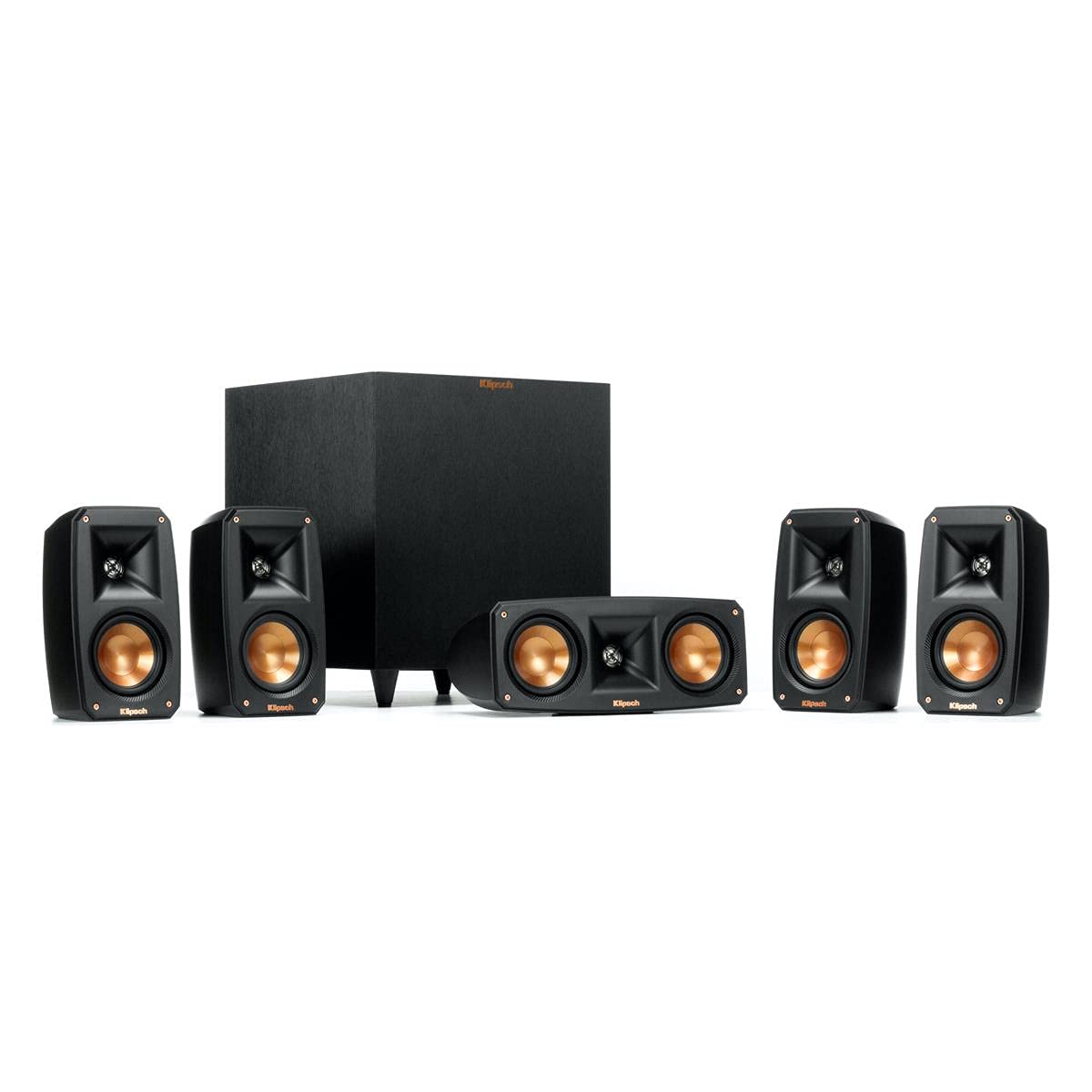 Klipsch Black Reference Theater Pack 5.1 Surround Sound System, Bundle with Onkyo TX-NR696 7.2-Channel Network A/V Receiver, 210W Per Channel (at 6 Ohms)