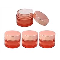 4 Pack Cosmetic Jar Empty Pink Glass Jar Travel Cream Jar Makeup Sample Container Pot For Cream Lotions Scrubs Lip Balm With Inner Liner And Rose Gold Lids (30g/1oz)