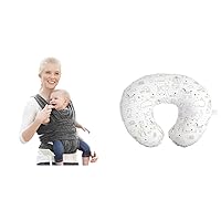 Boppy Baby Carrier - ComfyFit, Heathered Gray, Hybrid Wrap, 3 Carrying Positions, 0m+ 8-35lbs & Nursing Pillow Original Support, White and Gold Notebook, Ergonomic Nursing Essentials