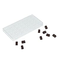 Restaurantware Pastry Tek 10.8 x 5.3 Inch Chocolate Shaping Molds 10 Freezable Candy Molds - 28 Cavities Wave Design Clear Polycarbonate Chocolate Molds Dishwashable Easy To Release