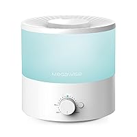 MEGAWISE 1.5L Cool Mist Humidifier for Bedroom, Home, Office, and Plants, Essential Oil Diffuser with Adjustable Mist Output, 25dB Quiet Ultrasonic, Up to 10 Hours, Easy to Clean