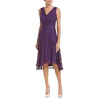 Taylor Dresses Women's Sleeveless lace high Low Hem Dress, Purple, 2