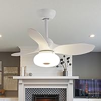 Ceiling Fans with Lamps,Reversible 6 Speed Timer Ceiling Fan with Lighting Led Dimmable Ceiling Fans with Lights and Remote Control for Office Kitchen 80Cm/White/a