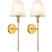 Wall Sconces Sets of 2, Bathroom Vanity Sconces Wall Lighting with White Fabric Shades, Retro Industrial Wall Lamps, Wall Lights Suitable for Bedroom Living Room Kitchen