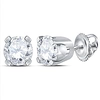 The Diamond Deal 14kt White Gold Unisex Round Diamond Solitaire Stud Earrings 1/2 Cttw