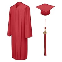 Matte Red Graduation Gown Cap & Tassel with 2016 or 2017 Year Charm