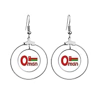 Oman National Flag Red Green Pattern Earrings Dangle Hoop Jewelry Drop Circle