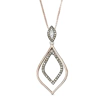 Double Marquise Outline Pendant Necklace 1/2 CT.T.W. Champagne & White CZ Diamond In 14K Rose Gold Plated 925 Silver