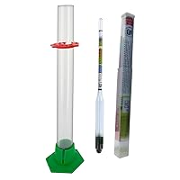 13 Inches Glass Test Jar, Triple Scale Hydrometer with Stand and Safety Bumper