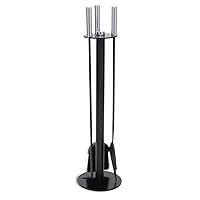 Pilgrim Home and Hearth, Black and Polished Nickel 18090 Metro Fireplace Tool Set, 31″ H, 15 Lbs
