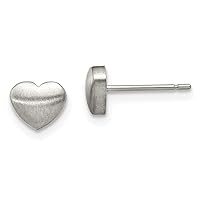 Chisel Titanium Brushed Heart Post Earrings - 6mm