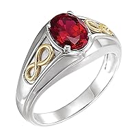 14k Two-Tone Gold (White/Yellow) Lab-Created Ruby Infinity-Style Men Gents Ring