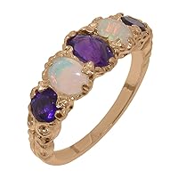 LBG Jewellery - 14ct Rose Gold Natural Amethyst Opal Womens Band Ring - Sizes J to Z Available including half sizes